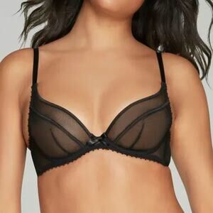 AGENT PROVOCATEUR NWT Cruz Mesh Plunge Underwired Bra in Black Size 34E